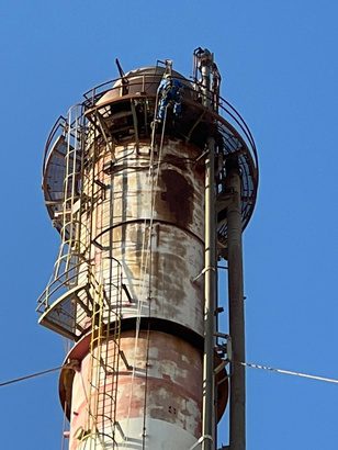 Chimney stack rope-access maintenance
