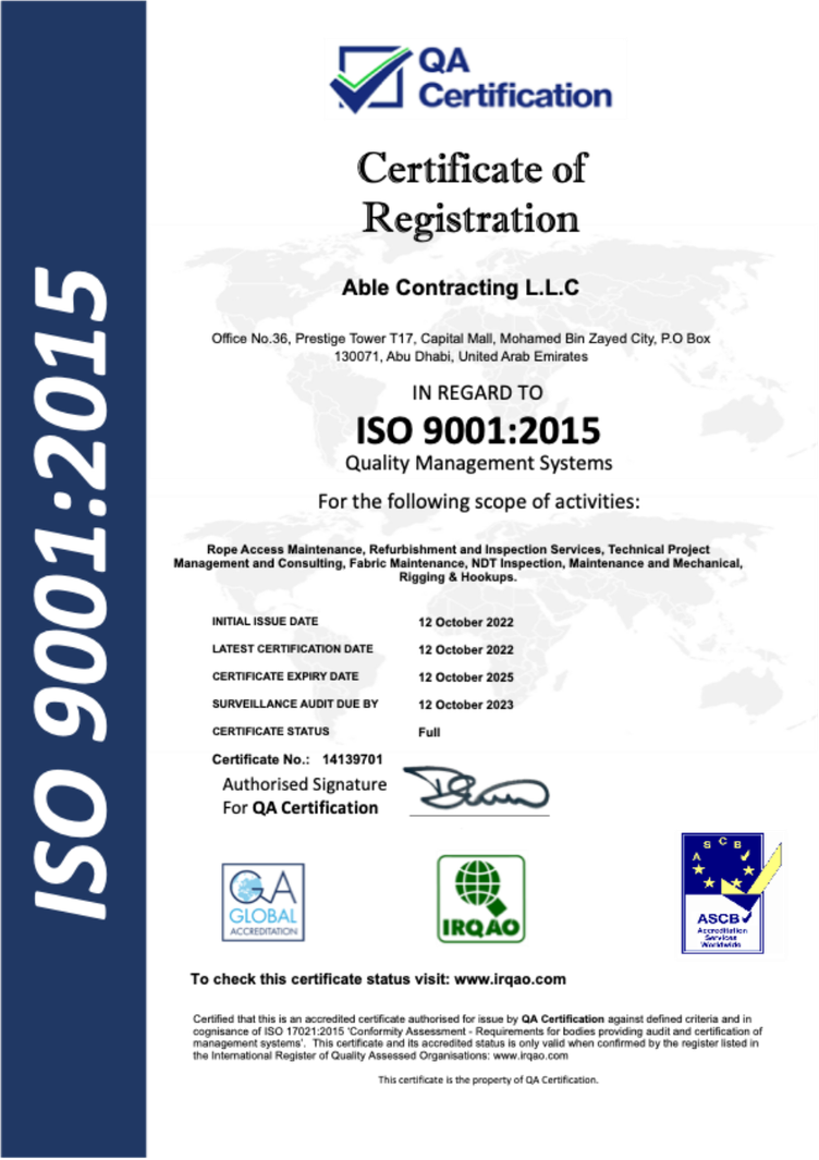 ISO 9001:2015 Certificate of Registration