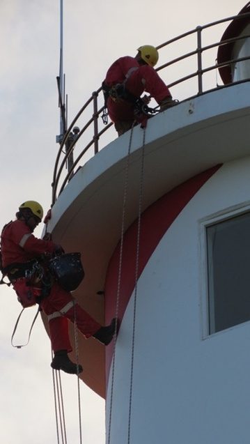 Rope-access CVI on lighthouse balcony